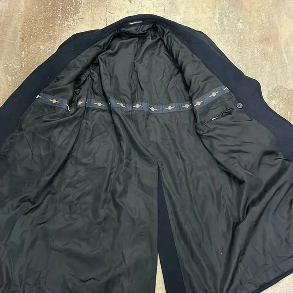 Cashmere blend wool double breasted navy blu men coat - Picture 5 of 8